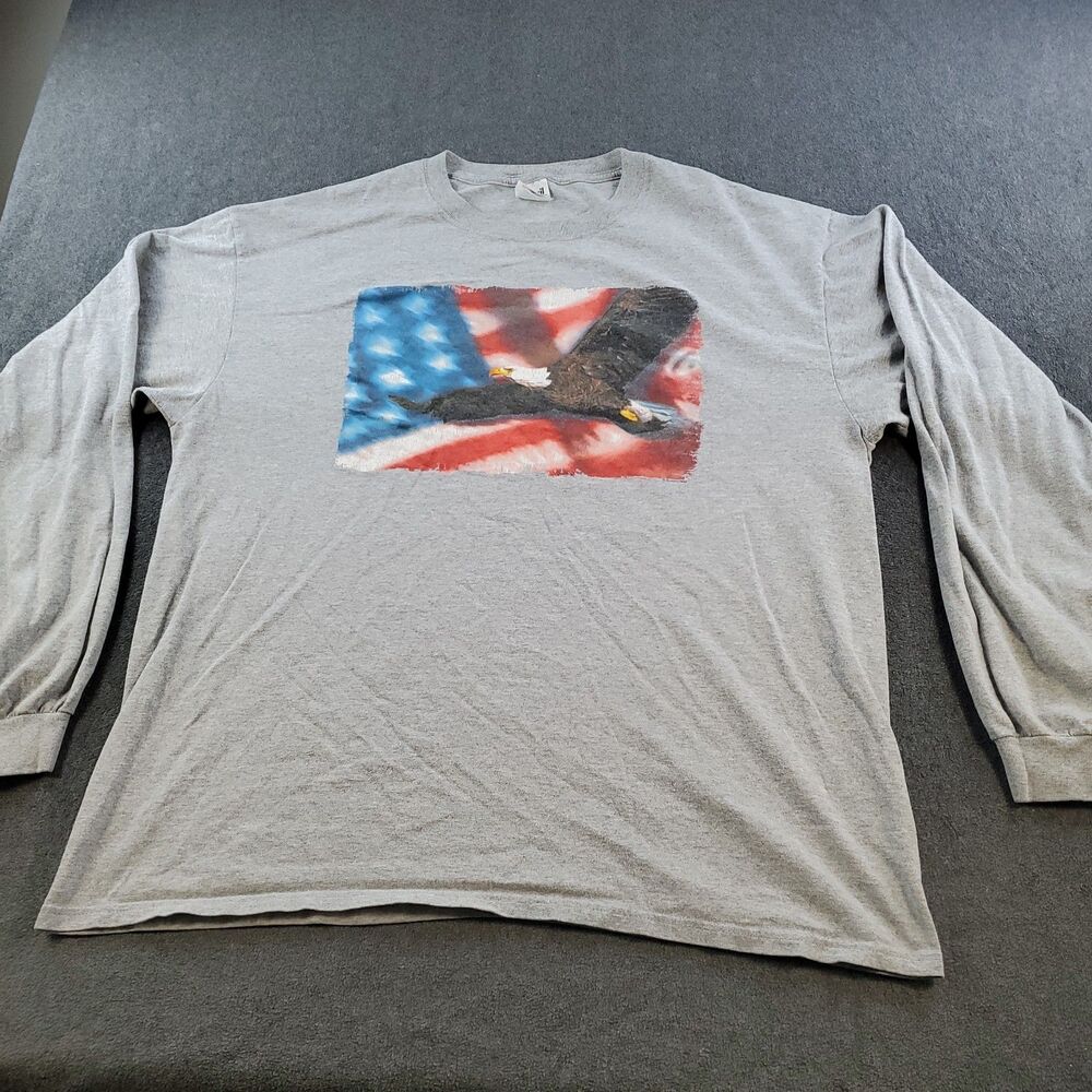 Vintage Patriotic Eagle T- Shirt Size XL Men’s Gray American Flag Made in Usa